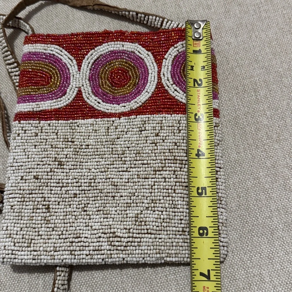 Beaded Mini Crossbody Bag-Seed Beads-Red/Pink/White-ZipTop-GUC